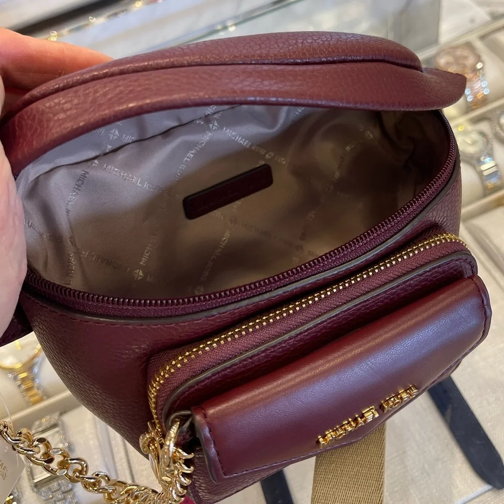 Michael Kors Maisie 2 In 1 Small Leather Waist pack Fanny pack Bag (Oxblood) MK